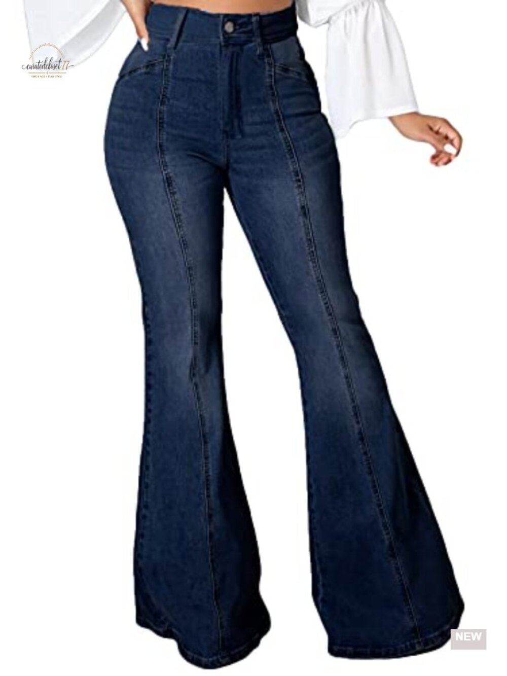 Women's Ripped High Waist Flared Bell Bottom Jeans Raw Hem